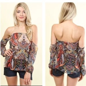 Paige Paisley * Off Shoulder * Chiffon Top